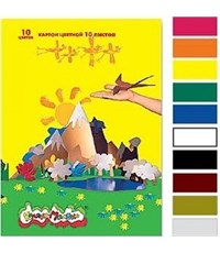 Картон цветной Каляка-Маляка А4, 10цв., 10л.