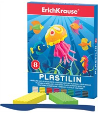 Пластилин Erich Krause 8 цветов в коробке со стеком